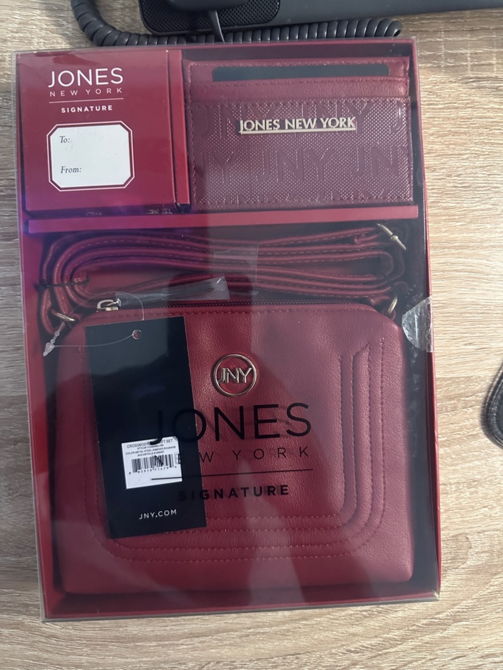 Jones New York Red Crossbody Bag with Matching Card Holder